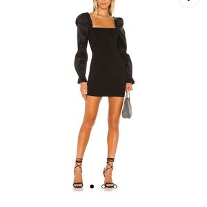 MAJORELLE Revolve Elegant Black Puff Sleeve Dress